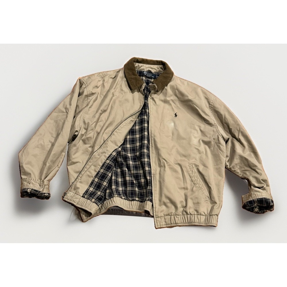 Vintage Polo Ralph Lauren Harrington Jacket Corduroy Collar Plaid Country RRL
